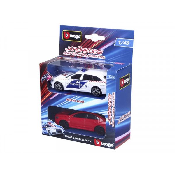 Bburago 1 /43 - Audi A6 rendőrautó és üldözöttje (Subaru Impreza)