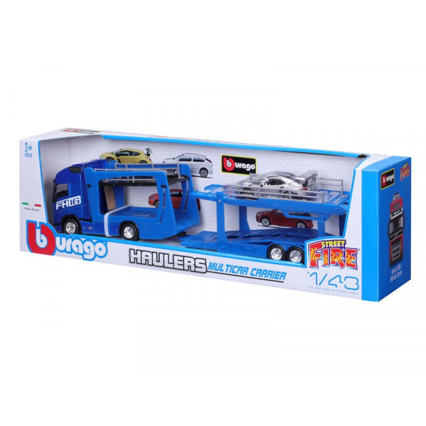 Bburago Street Fire - Volvo FH16 tréler + Porsche 911 1:43