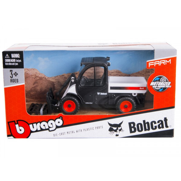 Bburago Farm - Bobcat villás emelővel 10 cm