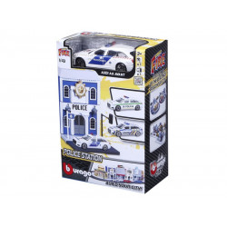 Bburago city 1/43 - Audi A6 rendőrautó és rendőrö Autópálya, parkolóház Bburago