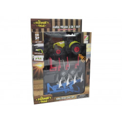 Traktor utánfutóval, zenél, világít