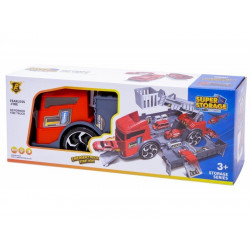 2 az 1-ben tűzoltóautó és garázs, 2 autóval Autó, jármű REGIO