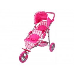 3kerekű játék ikerbabakocsi pink 83,5x41x78cm9383 Baba, babakocsi REGIO