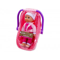 Babahordozó és 30 cm-es alvós szemű baba, Isabell Baba, babakocsi Dolls World