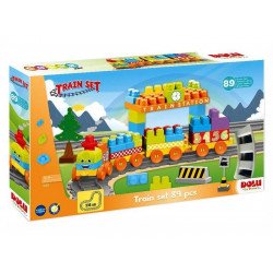 Vonatos építőjáték 85 db. 5082 Bébijáték, kellék Dolu