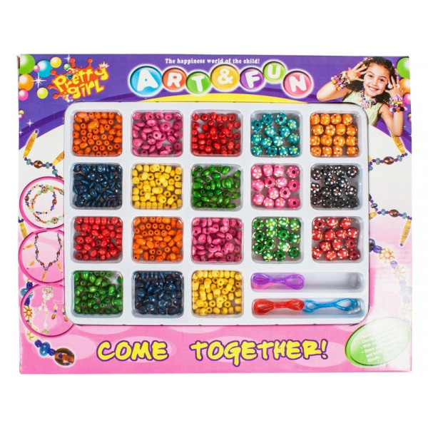 Gyöngyfűző készlet fából