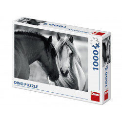 Puzzle 1000 db - Lovak fekete-fehérben 532618