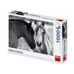 Puzzle 1000 db - Lovak fekete-fehérben 532618 1000-2999 darabos puzzle Dino