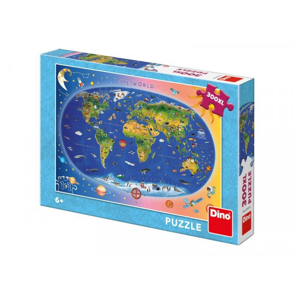 Puzzle 300 db XL - világtérkép gyerekeknek 472136