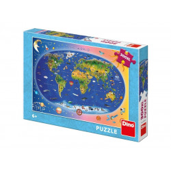 Puzzle 300 db XL - világtérkép gyerekeknek 472136 100-499 darabos puzzle Dino