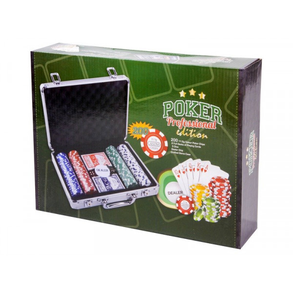 Alu bőröndös póker szett 200db zseton+5 kárt9169-