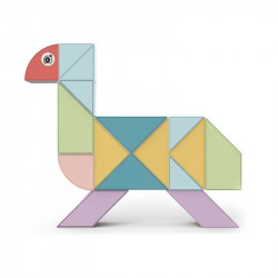 Mágneses tangram 28 db+feladvány kártyák+megfejté