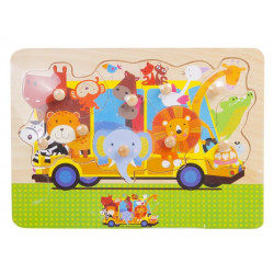 Fa puzzle 29,5x21,8x0,8 cm, állatok HJD98023 Készségfejlesztő fajáték Nincs