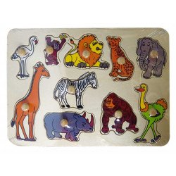 Afrikai állatok 10 darabos fa puzzle Készségfejlesztő fajáték REGIO