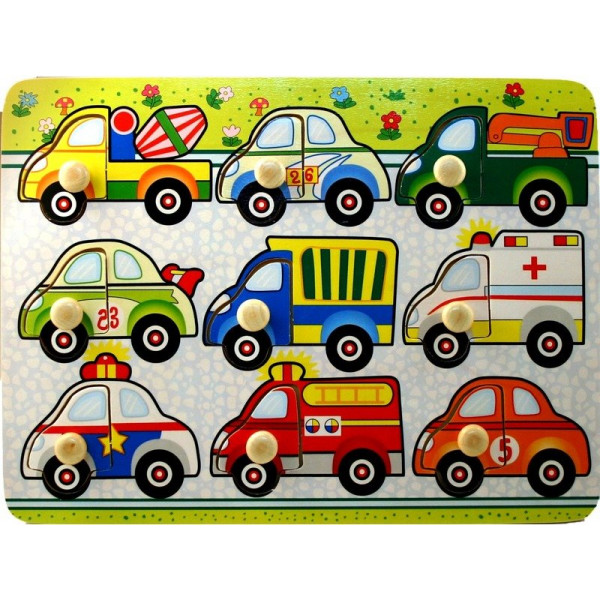 Fa puzzle 29,5x21,8x1,8 cm, autók HJ98059