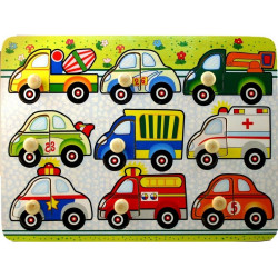 Fa puzzle 29,5x21,8x1,8 cm, autók HJ98059 Készségfejlesztő fajáték REGIO