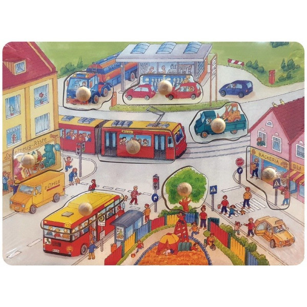 Fa puzzle 29,5x21,8x1,8 cm, autók HJ98189
