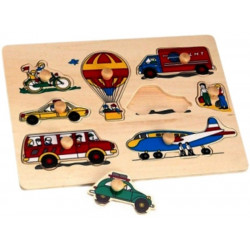 Fa puzzle 29,5x21,8x1,8 cm, járművek HJ98043 Készségfejlesztő fajáték REGIO
