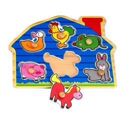 Tanyasi állatok 6 darabos fa puzzle Készségfejlesztő fajáték REGIO