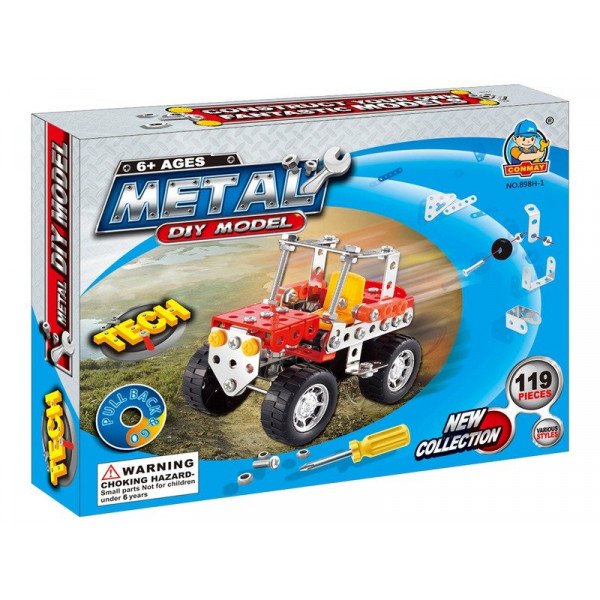 Fémépítő - 119 db - visszahúzható autó 310300542