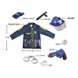 Rendőr jelmez: kabát és 7 kiegészítő, zenél, vilá Jelmez REGIO