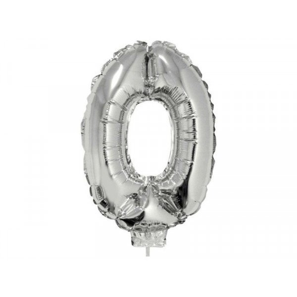 0 szám alakú fólia lufi, ezüst, 41,6 cm 84769