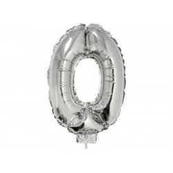 0 szám alakú fólia lufi, ezüst, 41,6 cm 84769 Lufi Funny Fashion