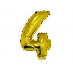 4 szám alakú fólia lufi, arany, 41,6 cm 84778 Lufi Funny Fashion