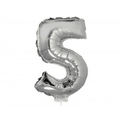 5 szám alakú fólia lufi, ezüst, 41,6 cm 84779 Lufi Funny Fashion