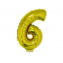 6 szám alakú fólia lufi, arany, 41,6 cm 84782 Lufi Funny Fashion