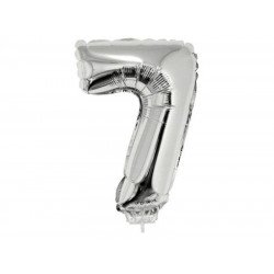 7 szám alakú fólia lufi, ezüst, 41,6 cm 84783 Lufi Funny Fashion