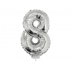 8 szám alakú fólia lufi, ezüst, 41,6 cm 84785 Lufi Funny Fashion