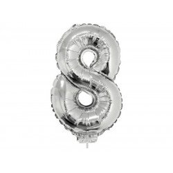 8 szám alakú fólia lufi, ezüst, 41,6 cm 84785 Lufi Funny Fashion