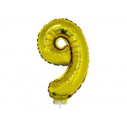9 szám alakú fólia lufi, arany, 41,6 cm 84788 Lufi Funny Fashion