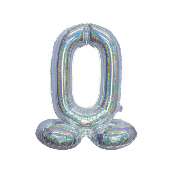 Ezüst színű hologramos lábas lufi - 0 85888