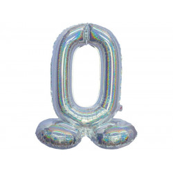 Ezüst színű hologramos lábas lufi - 0 85888 Lufi Funny Fashion
