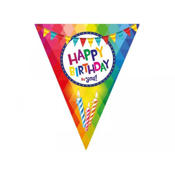 Happy birthday zászló girland 5 m, 10 zászló 8522