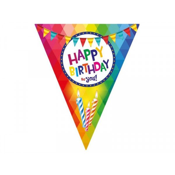 Happy birthday zászló girland 5 m, 10 zászló 8522