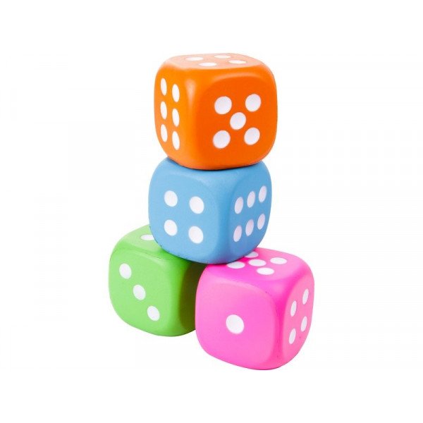 Szivacs dobókocka, 12 cm, 4 szín 24257