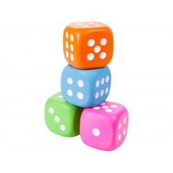 Szivacs dobókocka, 12 cm, 4 szín 24257 Party kellékek REGIO