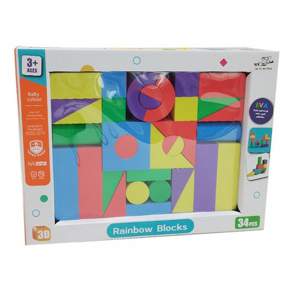 Szivacs építőkocka, 34 db /doboz