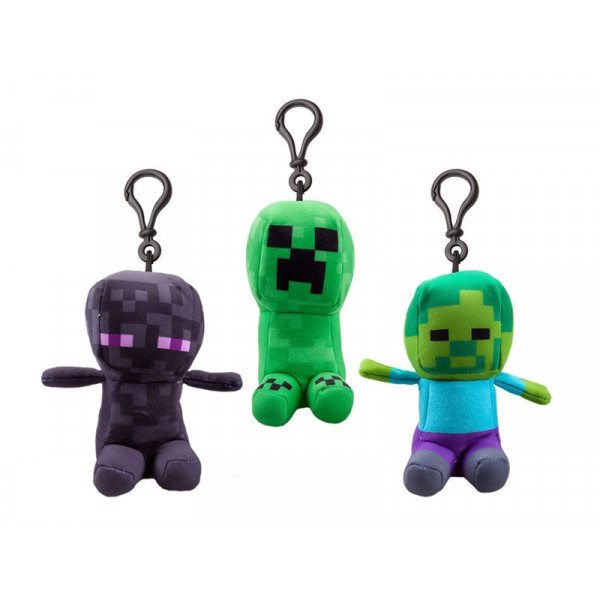 Minecraft plüss kulcstartó 13 cm figurával, 3 fél