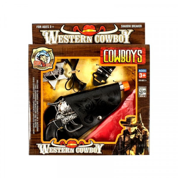 Cowboy pisztoly+csillag+lőszer 50/50536