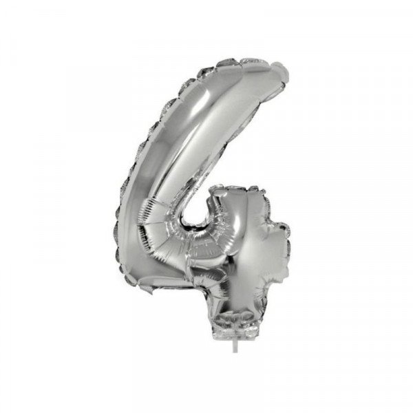 4 szám alakú fólia lufi, ezüst, 41,6 cm 84777