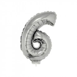 6 szám alakú fólia lufi, ezüst, 41,6 cm 84781 Lufi Funny Fashion