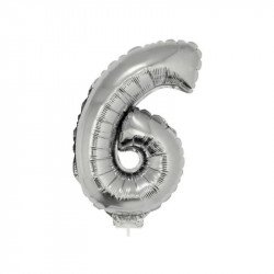 6 szám alakú fólia lufi, ezüst, 41,6 cm 84781 Lufi Funny Fashion