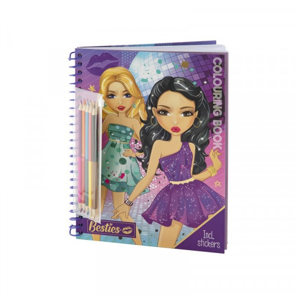 Besties Divattervezõ kifestõkönyv 30 lap, színes ceruzával és 3 matricaívvel
