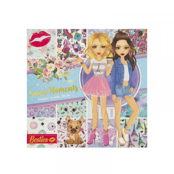 Besties - Sweet Moments 25x25 cm színes lapok a divattervezõhöz, 20 db