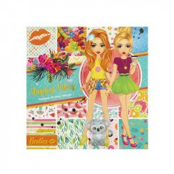 Besties - Happy vibes 25x25 cm színes lapok a divattervezõhöz, 20 db Kreatív készlet Grafix