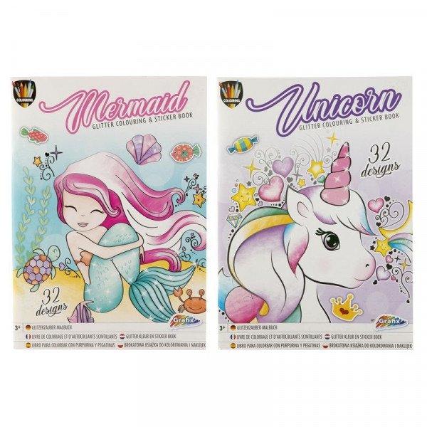 Grafix - A4 csillámos színezõ martica album, 2 féle  - 32 minta + 2 matricás ív